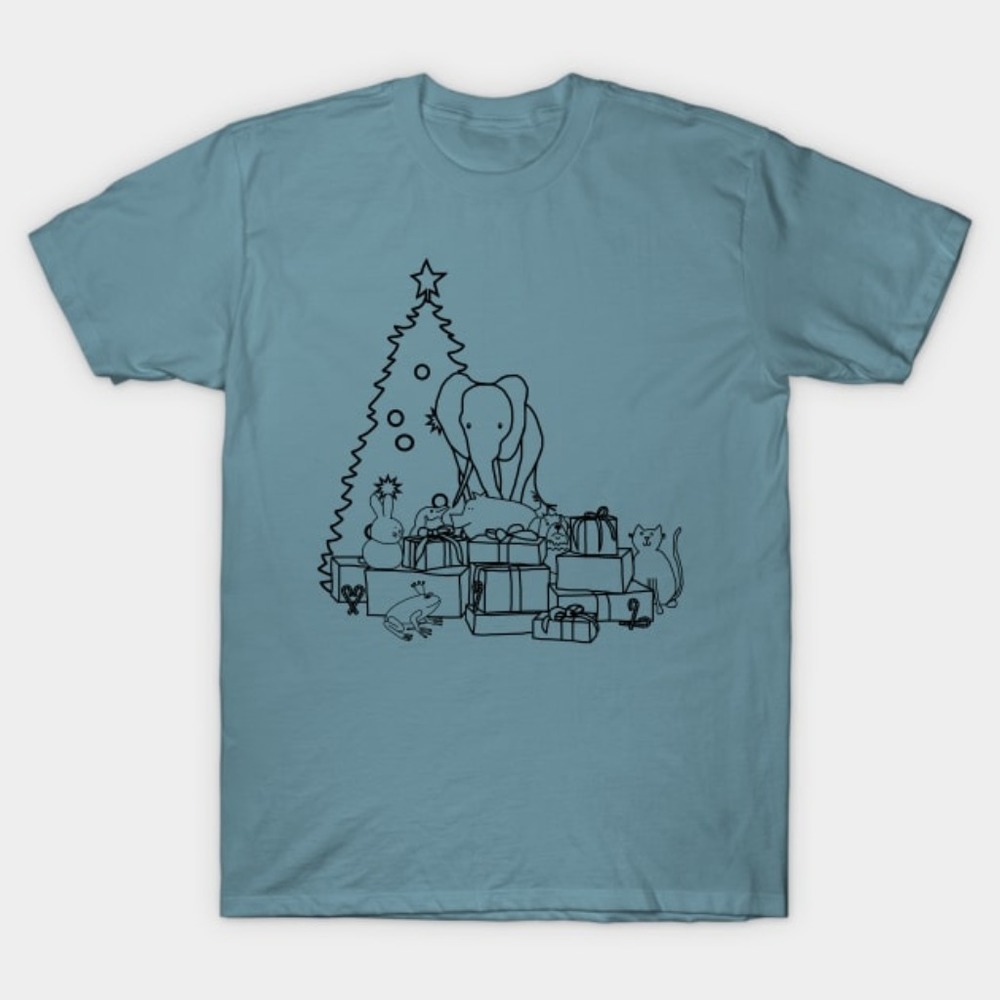 Merry Christmas from the Cute Animals Line Drawing